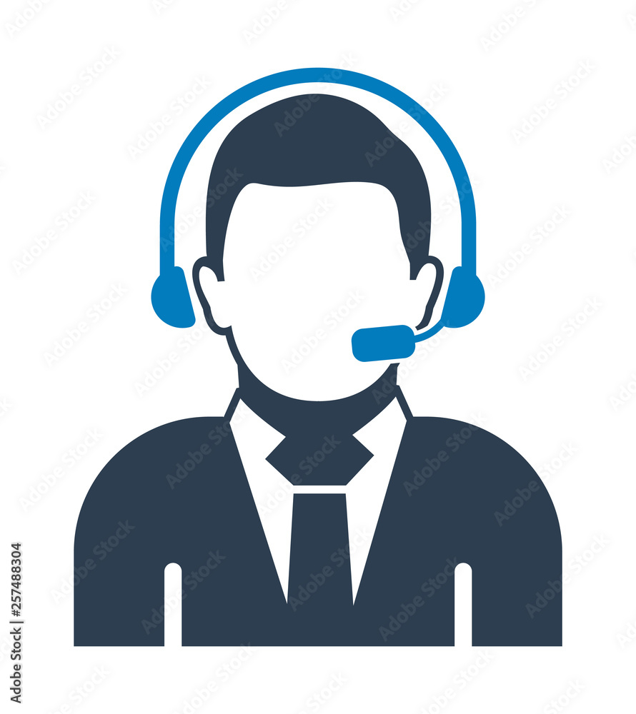 Male Costumer service icon.  Flat style vector EPS.