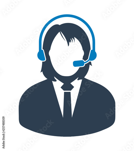 Female Costumer service icon.  Flat style vector EPS.