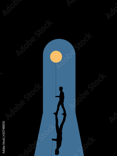 Foto Walking man in the moonlight