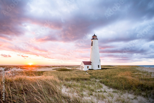 Nantucket lighthouse at sunset, Massachusetts, USA