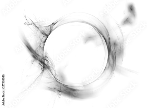 Ring of gray smoke isolated on white background
