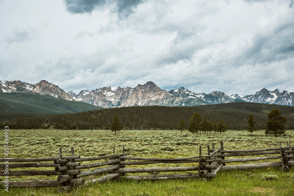 View of Sawtooth Mountains from Stanley, Idaho View of Sawtooth Mountains from Stanley, Idaho
