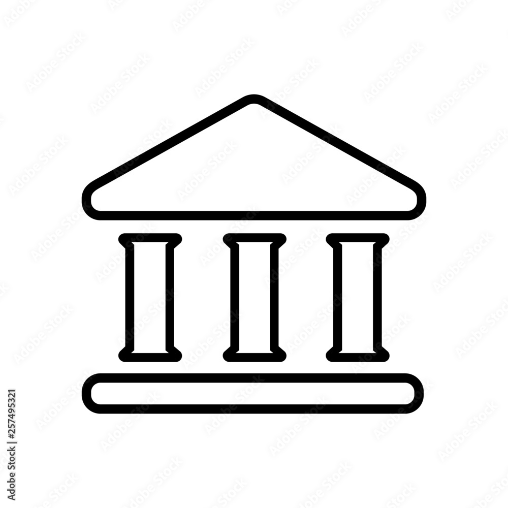 House with columns line icon. Building of bank, government, court house, educational or cultural establishment with classic Greek columns. Vector Illustration House with columns line icon. Building of bank, government, court house, educational or cultural establishment with classic Greek columns. Vector Illustration
