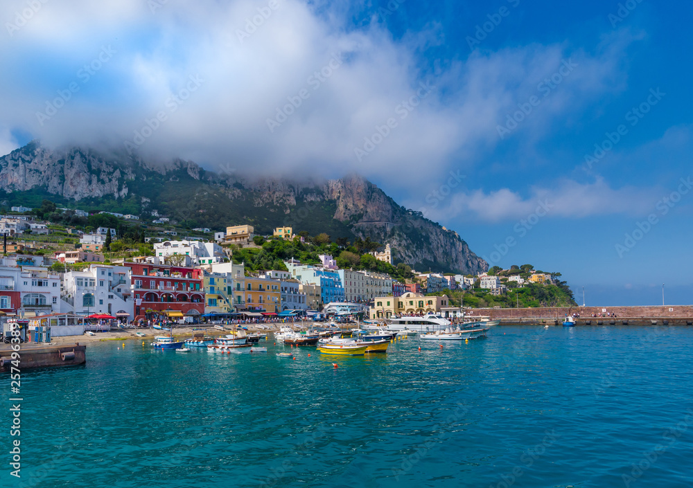 Landscape of Marina Grande in Capri, Capri island, Italy.