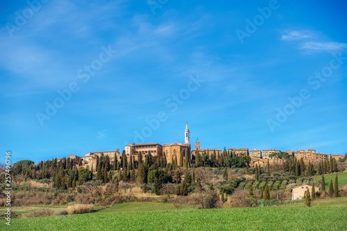 View of the medieval village of Pienza in Tuscany