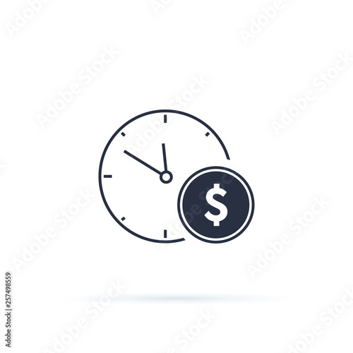 Business and finance management icon in flat style. Time is money illustration on white background. Financial strategy