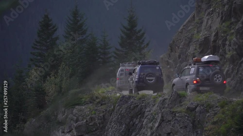 Bayburt / Turkey, May 25, 2018: off-road vehicles drive on the dangerous D915 Bayburt-off road