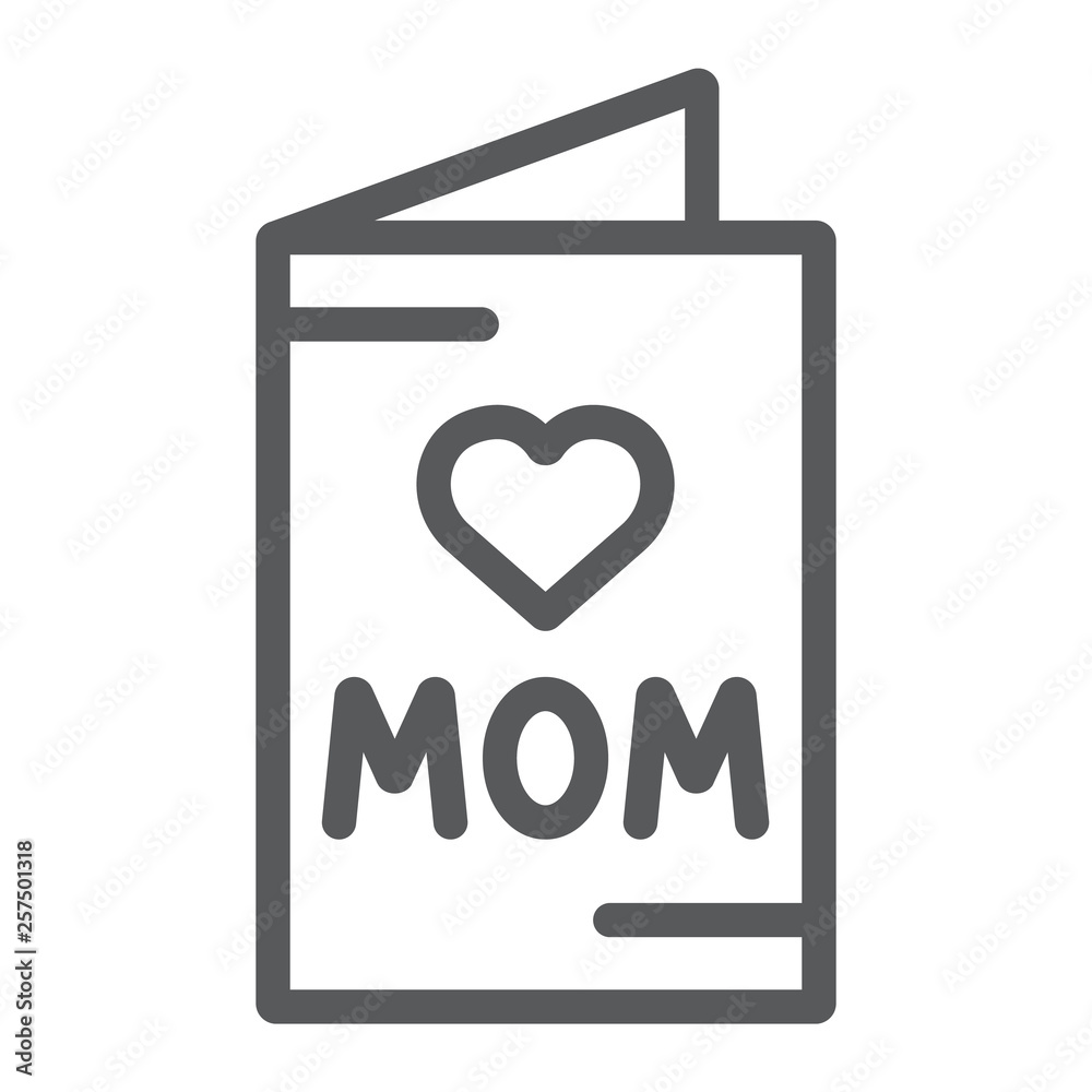 Mothers day card line icon, greeting and celebration, love postcard sign, vector graphics, a linear pattern on a white background. Mothers day card line icon, greeting and celebration, love postcard sign, vector graphics, a linear pattern on a white background.