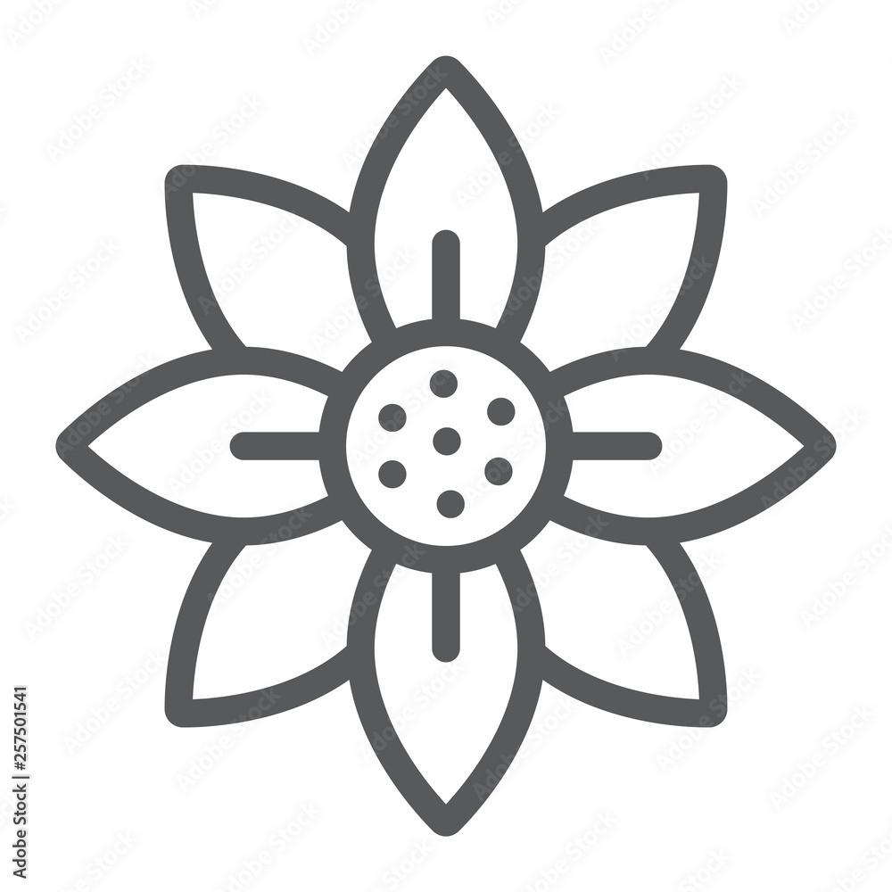 Flower line icon, blossom and flora, floral sign, vector graphics, a linear pattern on a white background. Flower line icon, blossom and flora, floral sign, vector graphics, a linear pattern on a white background.