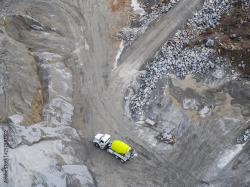 Aerial view of concrete mixer truck, Atlanta, Georgia, USA photo