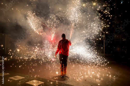 The correfocs is a typical Catalan celebration in which dragons with fireworks dance through the streets.