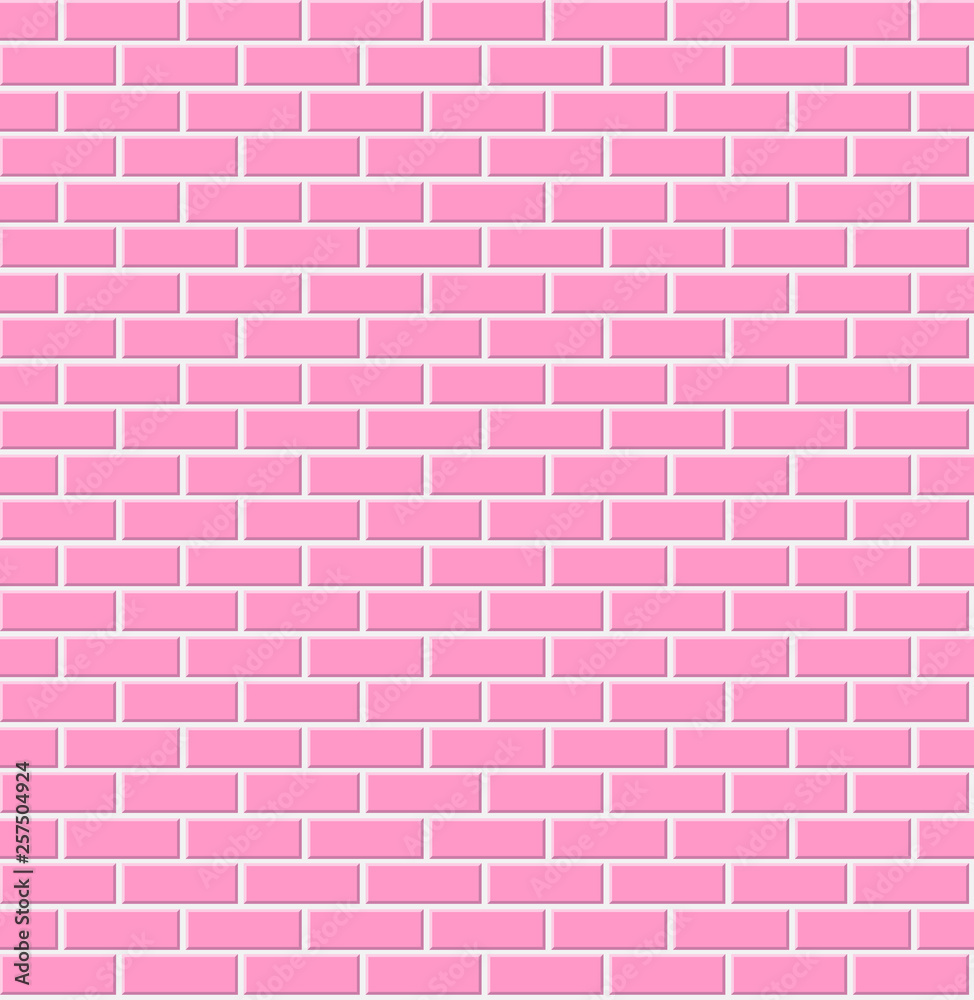 Vector pink brick wall texture. Seamless pattern. Stock Vector Adobe