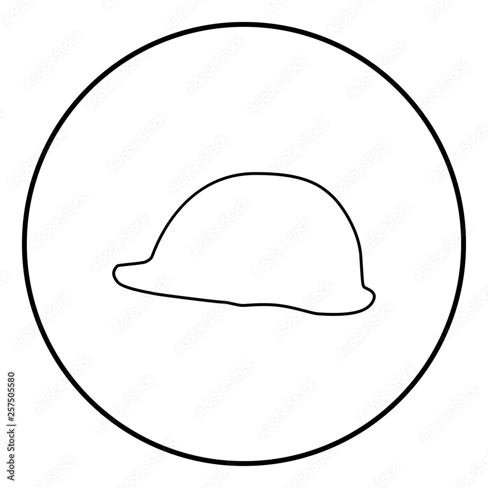 Helmet safe work at a construction site For safety work on construction icon outline black color vector in circle round illustration flat style image Helmet safe work at a construction site For safety work on construction icon outline black color vector in circle round illustration flat style image