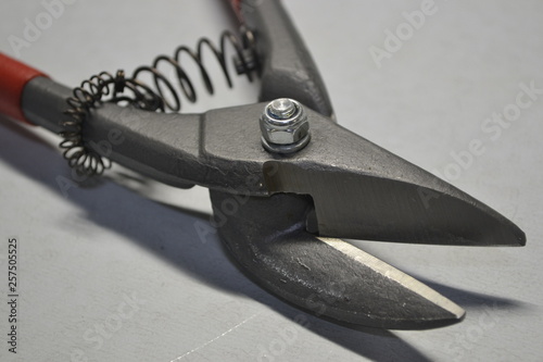 cutting part of metal cutting scissors close-up