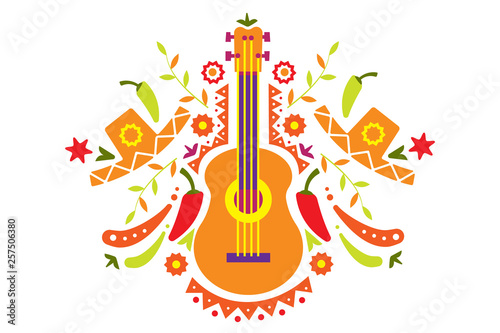 Mexican pattern, traditional symbols of Mexico vector Illustration