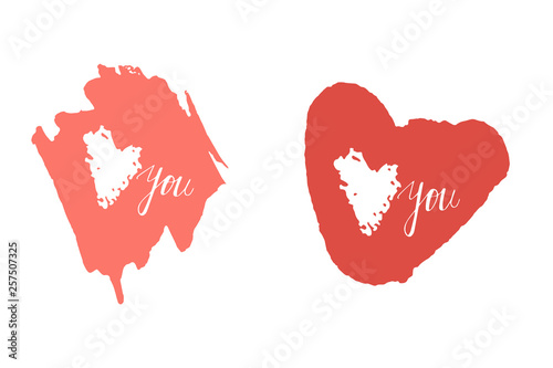 vector digital watercolor textures with stylized declaration of love.