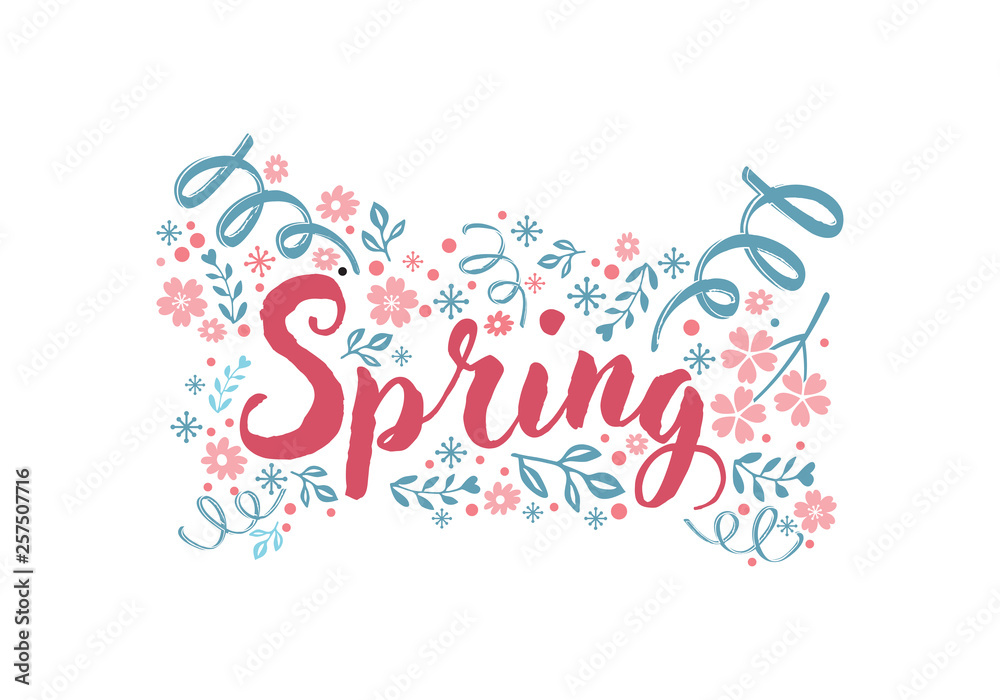 SPRING. Lettering spring season for greeting card, invitation template. Vintage lettering banner poster template background