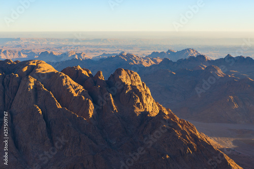 Amazing Sunrise at Sinai Mountain, Beautiful dawn in Egypt, Beautiful view from the mountain 