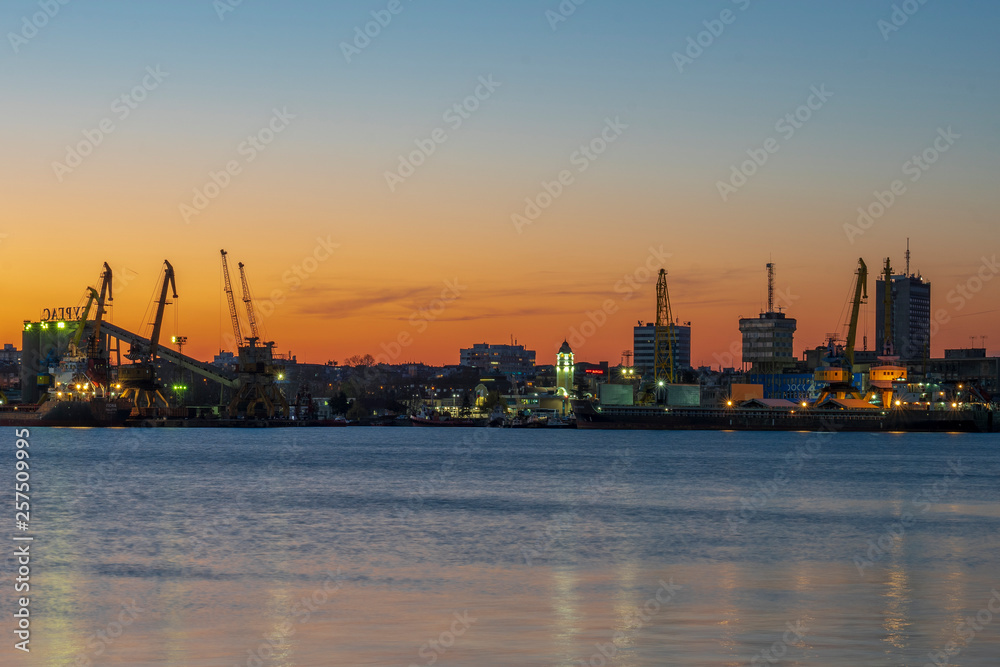 Port Burgas at sunset 