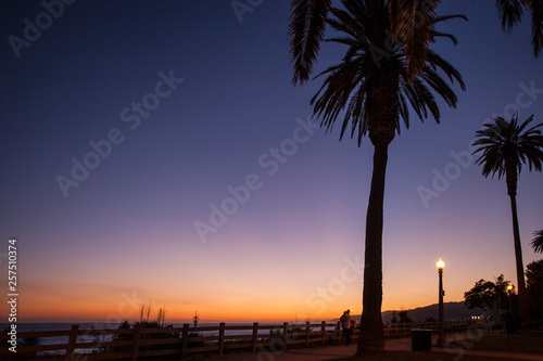 Sunset glow, Santa Monica Pallisades at dusk in Santa Monica, California, USA © gac2015