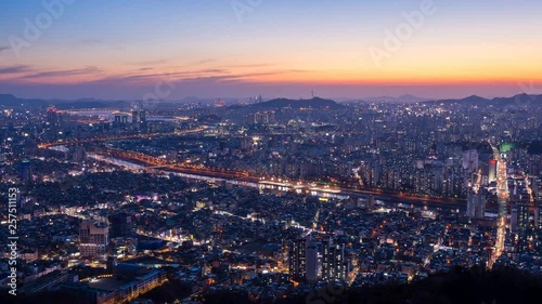 Time lapse Night view of Seoul city.