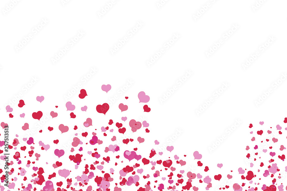 pink hearts in a random order on pink background