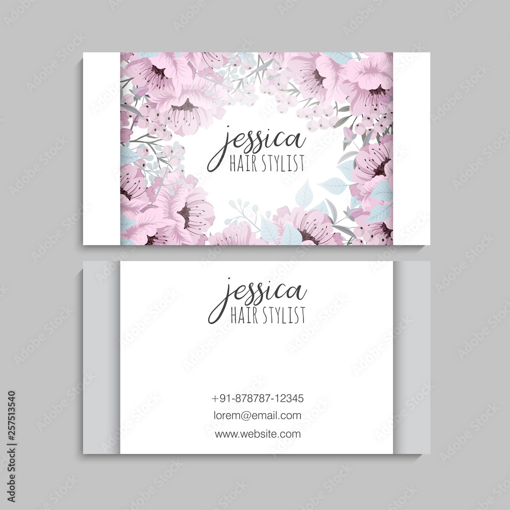 Beautiful floral design bussiness card. Vector Illustration