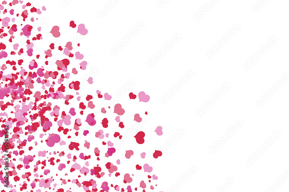 pink hearts in a random order on pink background