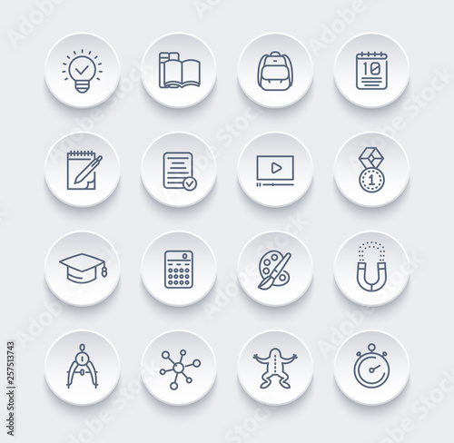 school, education, learning line icons set