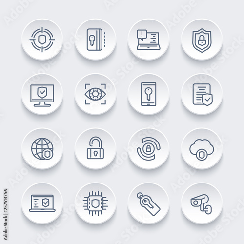 Security and protection line icons set, secure browsing, cybersecurity, privacy