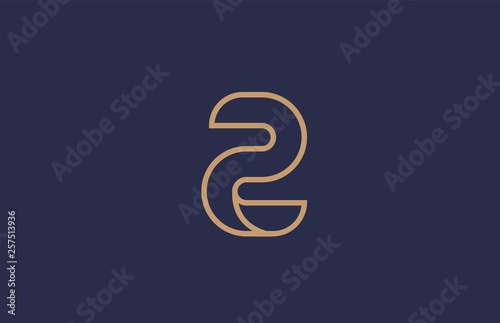 brown blue line number 2 logo company icon design