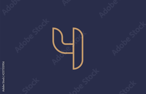 brown blue line number 4 logo company icon design