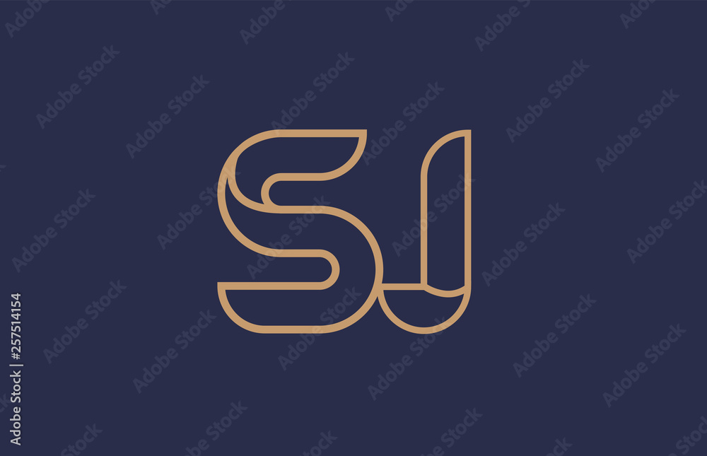 brown blue line alphabet letter SJ S J logo combination company icon design brown blue line alphabet letter SJ S J logo combination company icon design