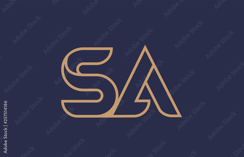 brown blue line alphabet letter SA S A logo combination company icon design brown blue line alphabet letter SA S A logo combination company icon design