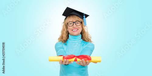 isolated student with graduation cap