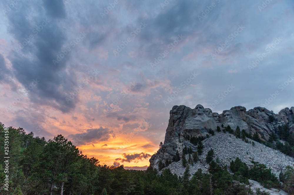 A dramatic Sky Behind Mount Rushmore