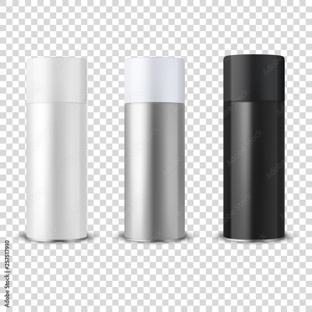 Vector 3d Realistic White Blank Spray Can, bottle Icon Set Closeup Isolated on Transparent Background. Design Template of Sprayer Can for Mock up, Package, Advertising, Hairspray, Deodorant etc Vector 3d Realistic White Blank Spray Can, bottle Icon Set Closeup Isolated on Transparent Background. Design Template of Sprayer Can for Mock up, Package, Advertising, Hairspray, Deodorant etc