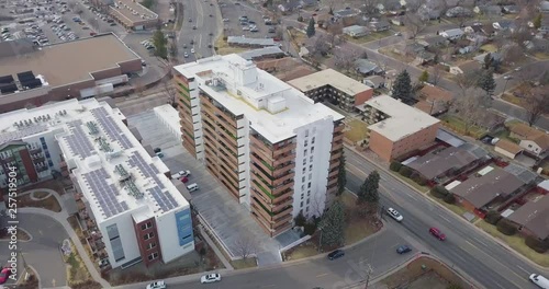 Drone Shot Panning Down over Condo Building