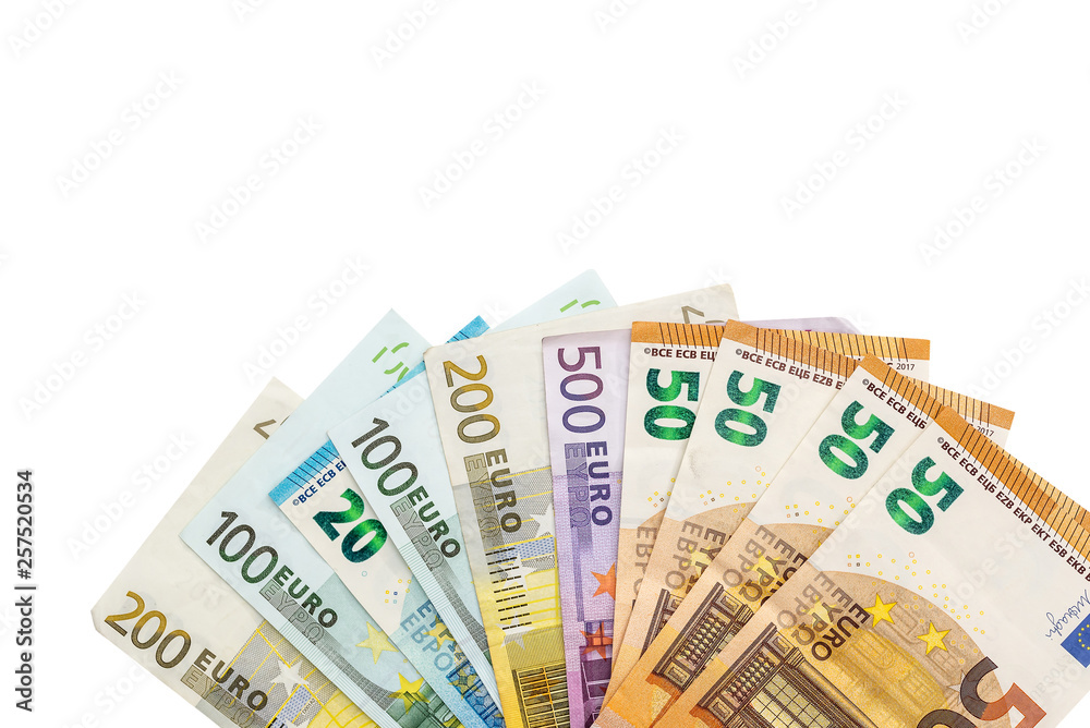 Euro banknotes in fan isolated on white background Euro banknotes in fan isolated on white background