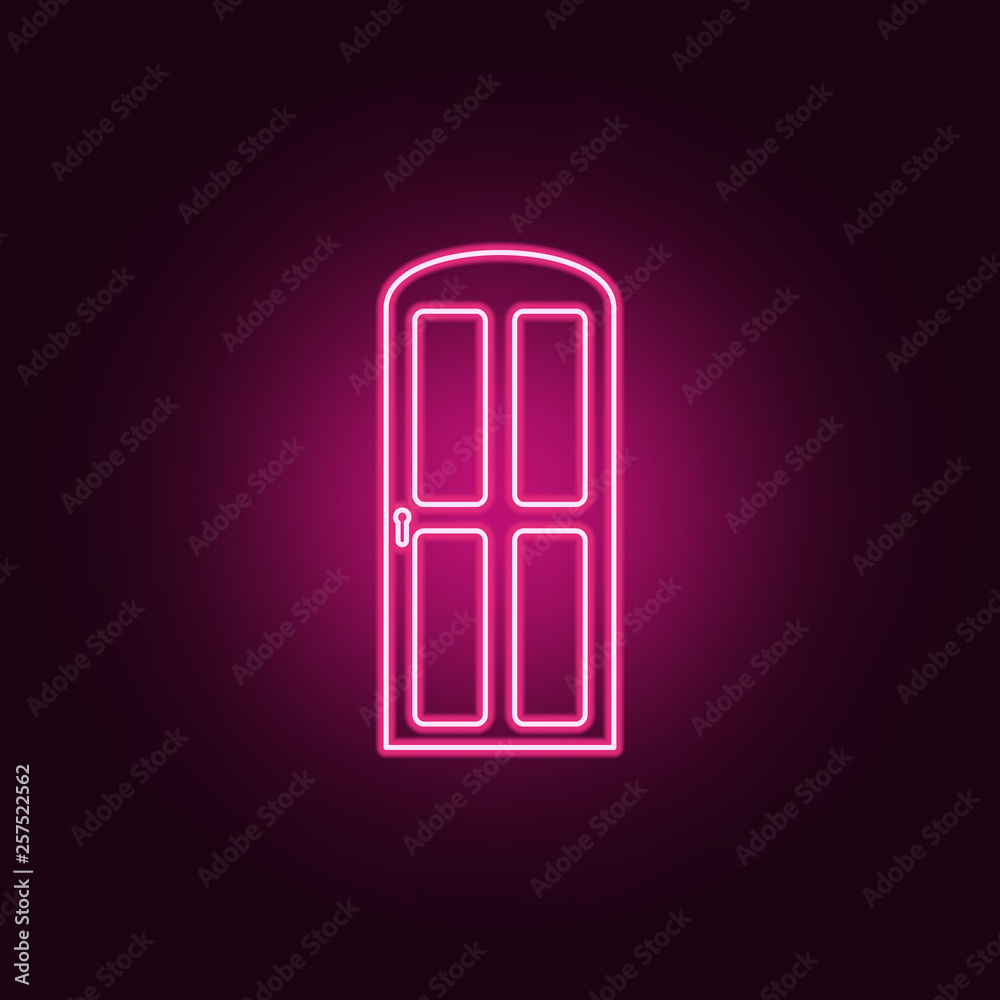 door with glass icon. Elements of Door in neon style icons. Simple icon for websites, web design, mobile app, info graphics