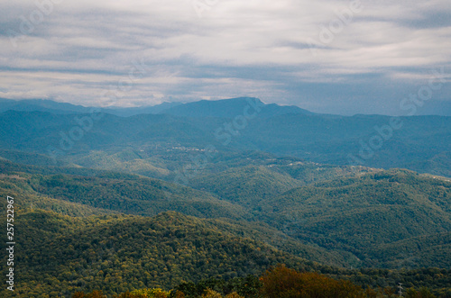 Mountain View, clouds, trees, height