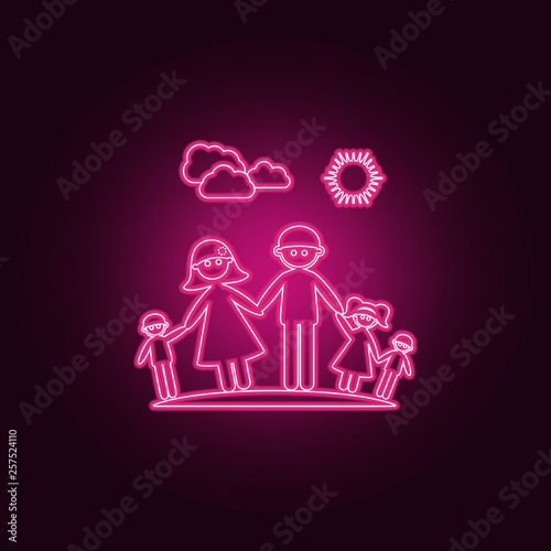 family on a walk icon. Elements of Family in neon style icons. Simple icon for websites, web design, mobile app, info graphics