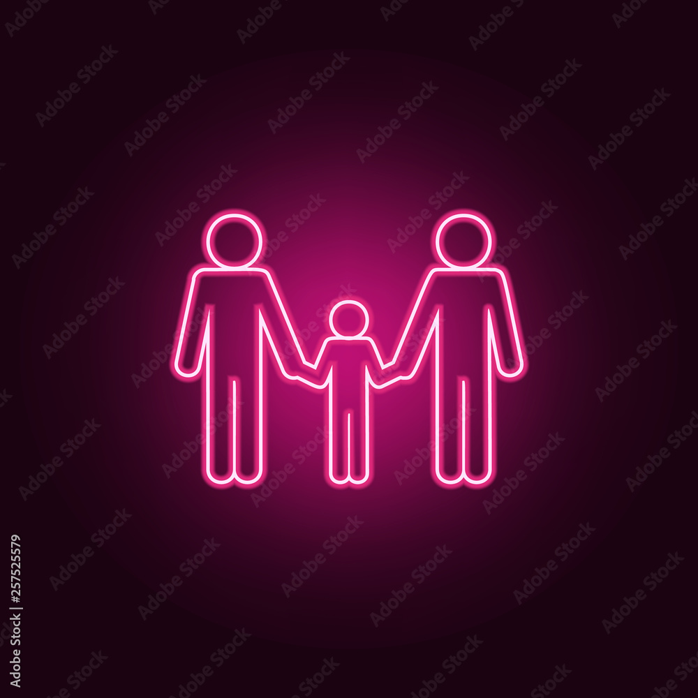 homosexual couple holding their son by the hands icon. Elements of Family in neon style icons. Simple icon for websites, web design, mobile app, info graphics homosexual couple holding their son by the hands icon. Elements of Family in neon style icons. Simple icon for websites, web design, mobile app, info graphics