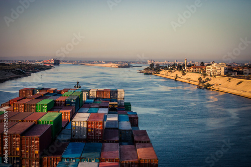 Container Ship Passing Through The Suez Canal photo