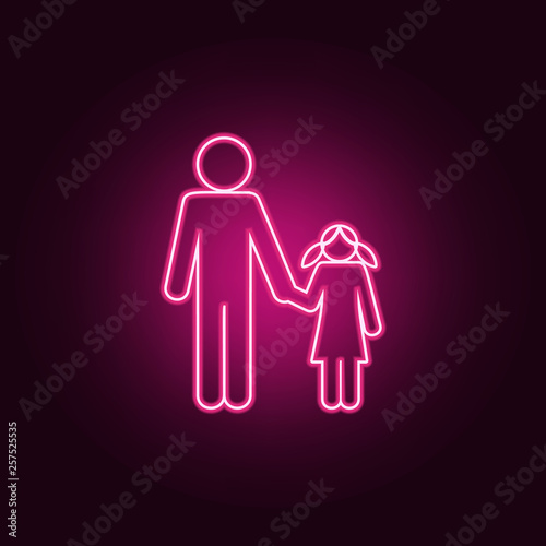 father and daughter holding hands icon. Elements of Family in neon style icons. Simple icon for websites, web design, mobile app, info graphics