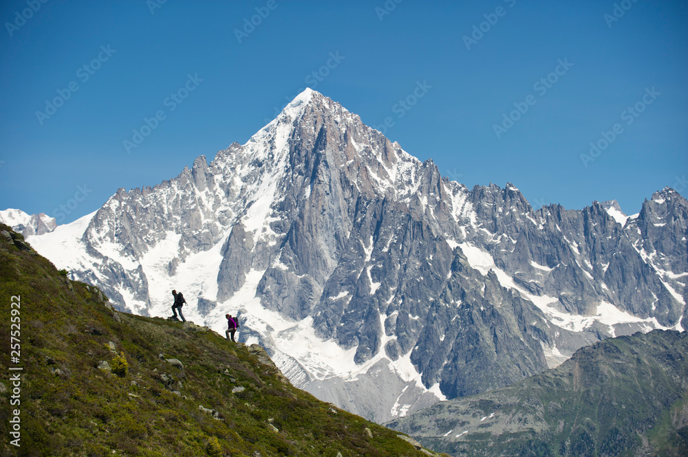custom made wallpaper toronto digitalMan and woman hiking in Le Brevent Mountains