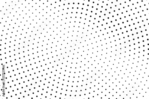Black and white halftone vector background. Pale gradient on dotwork texture. Sparse dotted halftone.