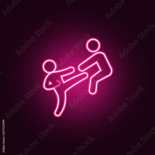 kick icon. Elements of Fight in neon style icons. Simple icon for websites, web design, mobile app, info graphics