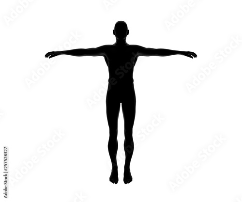 Human Man Standing With Nude Body 3D Rendering