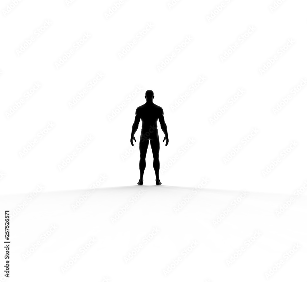 Human Man Standing With Nude Body 3D Rendering